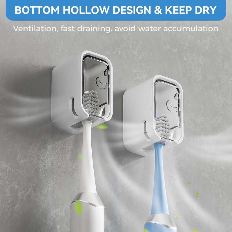 MOPMS Toothbrush Holders for Bathroom【Innovation Single Slot Design】 2PCS Toothbrush Holder Wall Mounted with Cover for Shower, Single Toothbrush Dispenser Storage Organizer for Family & Travel - Image 3